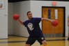 A player unleashes a throw at the Toms River PBA Dodgeball Tournament at Toms River East.