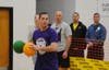 A player looks for a target at the Toms River PBA Dodgeball Tournament at Toms River East.