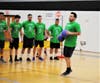 A player chooses his target at the Toms River PBA Dodgeball Tournament at Toms River East.