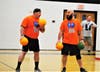 Players talk strategy at the Toms River PBA Dodgeball Tournament at Toms River East.