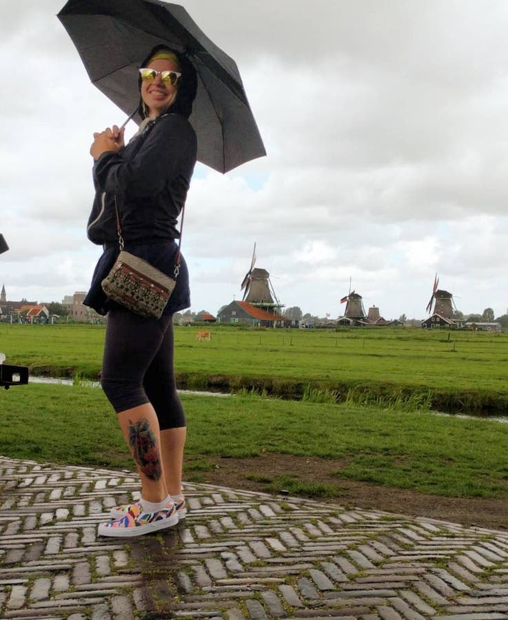 Hannah Donner, pictured in Amsterdam on a family trip, wants to repay the care she got after a near-fatal 2016 crash.