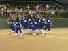 Donovan Catholic celebrates a home run in the first inning on Saturday.