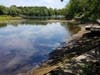 A view of Lake Riviera shows how far the water level has been lowered since a state inspection of the dam. 