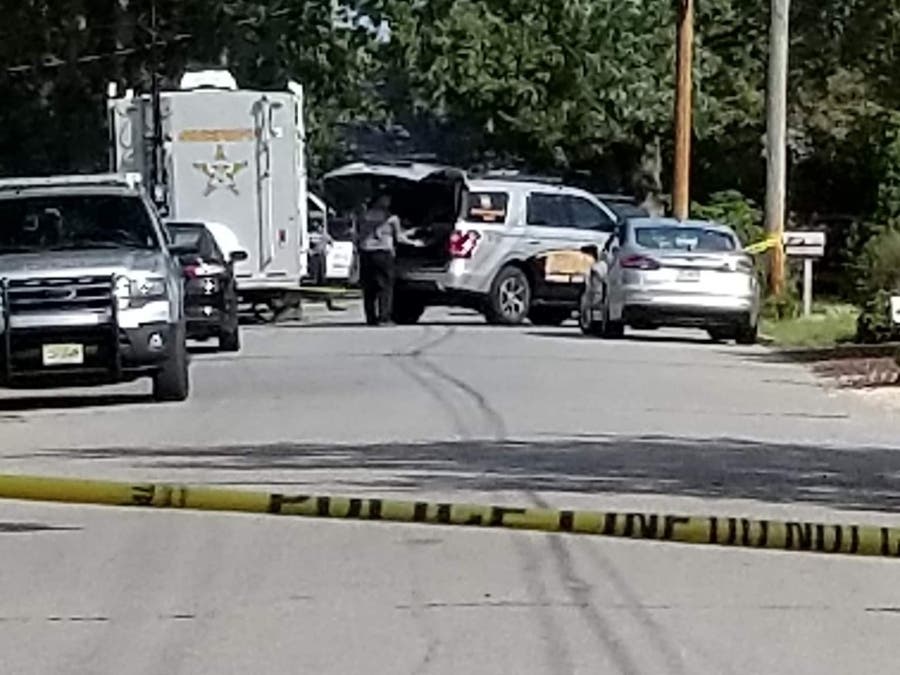 Authorities remained at the scene of a homicide in Brick Sunday afternoon.