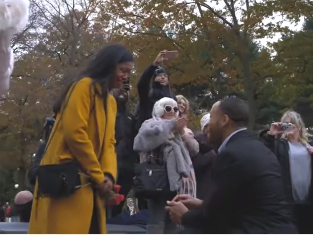 Robbie Leaks of Howell proposes to girlfriend Jasmine Austin in Central Park in November 2018. 