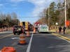 The fire disrupted traffic on Ridgeway Road on Friday in Manchester. 