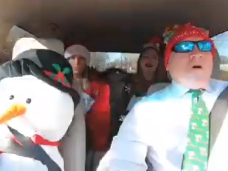 Island Heights Principal Tim Rehl and the school's staff serenaded students with carpool karaoke for Christmas.