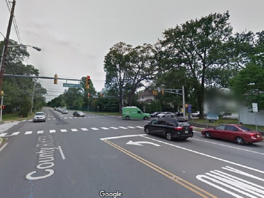 The intersection of West County Line Road and Hope Chapel Road, where a crash is causing delays Monday morning