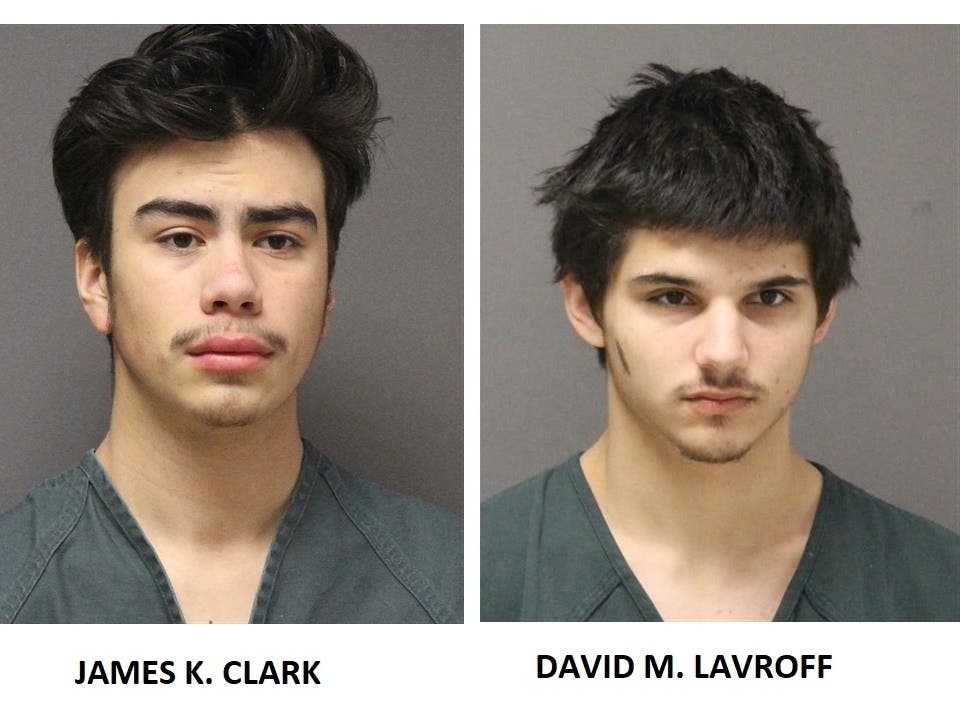 James Clark (left) and David Lavroff are accused of trying to rob a 16-year-old; Lavroff was armed, police said. 