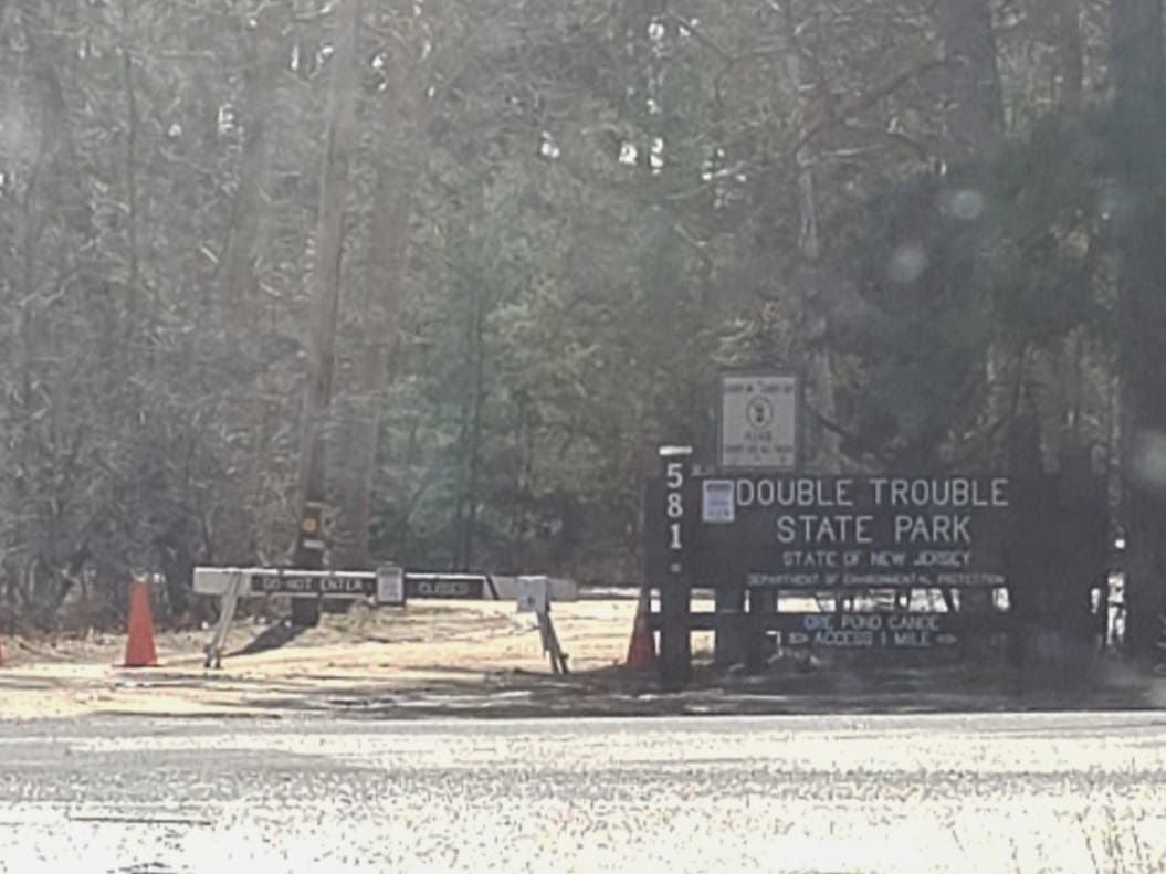 Double Trouble State Park in Berkeley Township has been barricaded, along with state and county parks across New Jersey, amid the coronavirus outbreak.