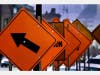 Route 37 was closed eastbound Monday while crews repaired the downed traffic signal stanchions. 