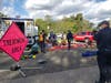 First responders treat "victims" during the disaster preparedness drill in Brick.