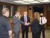 Mayor John Ducey swears in John Sullivan as Brick Township's newest patrol officer. 