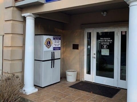 The Brick Township Lions Club has placed a food cupboard outside Tri-County Insurance on Route 88. The concept is simple: If you're in need, take some food; if you're able, give some.
