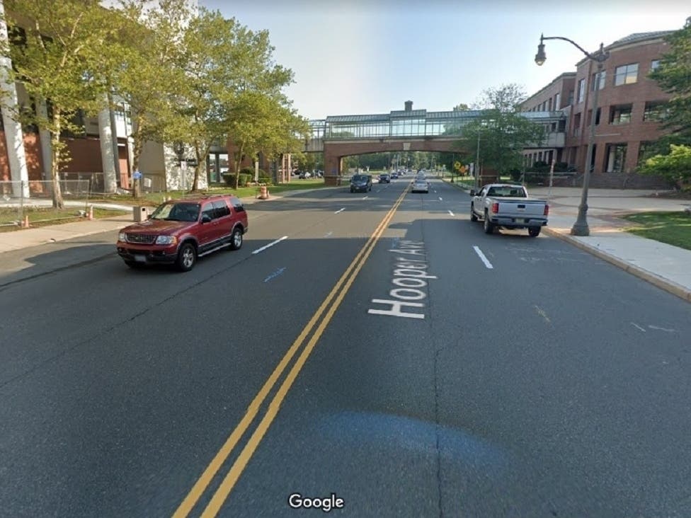 Toms River police say David Giordano, 43, painted a blue line down Hooper Avenue, after stealing his truck from the lot where it was impounded. 