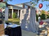 A photo booth set up for couples' prom photos.