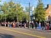 Students line up to get plates of food during the Toms River South senior prom.