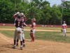 Tyler Madeo greets Ryan Mackle at home plate after Mackle smacked a two-run home run over the right-field fence in the fourth inning.