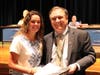 Morgan Brustman (pictured, with Superintendent David Trethaway) was honored with the Superintendent's Award. Also honored were ​Michelle Levereth (Superintendent's Award) and Emily Barron (Mayor's Scholarship), who were unable to attend the meeting.