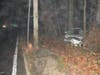 A car driven by a South Toms River man ran off Route 571 and hit a utility pole early Friday morning. He and a Berkeley Township woman were injured in the crash. 