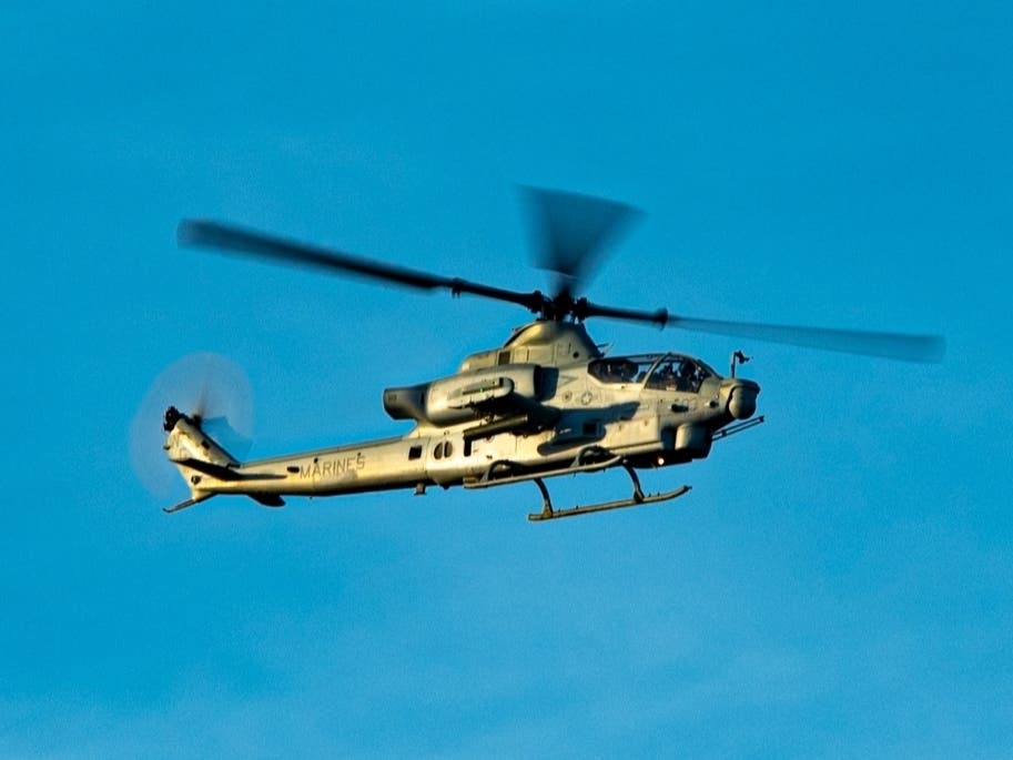 U.S. Marine Corps AH-1Z helicopter conducts close fire support at Joint Base McGuire-Dix-Lakehurst in a Dec 11, 2020 file photo. An AH-1Z crashed Thursday; the crash is under investigation, base officials said.