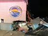 Another view of the car in the building early Sunday. 