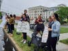 Families came from nearby and from beyond Ocean County to participate in the protest. 