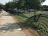 The fence at Midstreams Elementary School, where it was driven over with a truck.