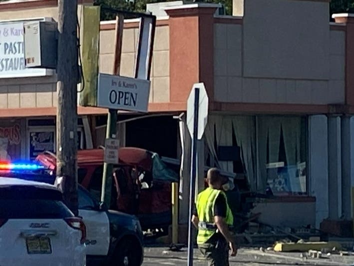 SUV Crashes Into Irv And Karen's Pastrami Deli On Route 88 Brick, NJ
