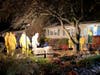 First responders in hazmat suits can be seen in the middle of the night at the hone on Arrowhead Park Drive, working to remove animals. 