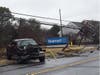 Another view of the crash on Route 88 in Brick where a pickup truck hit a utility pole.