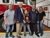 Niko Heinzman (center) was honored Tuesday evening by Toms River Fire Company 1. Pictured (from left) are Niko's father, Randy, Toms River Mayor Maurice Hill, Fire Company Past President Ian Monzo and Niko's mother, Suzanne. 