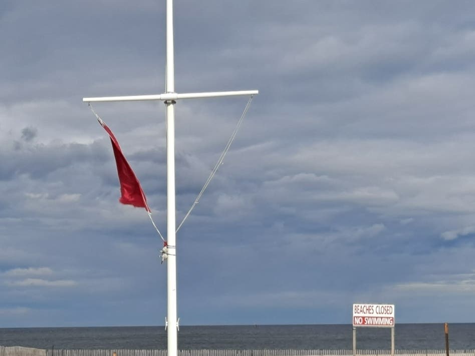 A red flag flies in Point Pleasant Beach. It's a reminder that people are not supposed to swim when lifeguards are not present, because of the dangers the ocean poses. 