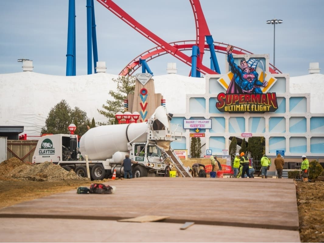 Work is underway at The Boardwalk area of Six Flags Great Adventure, which will have a new look as it reopens during the 2026 season. 