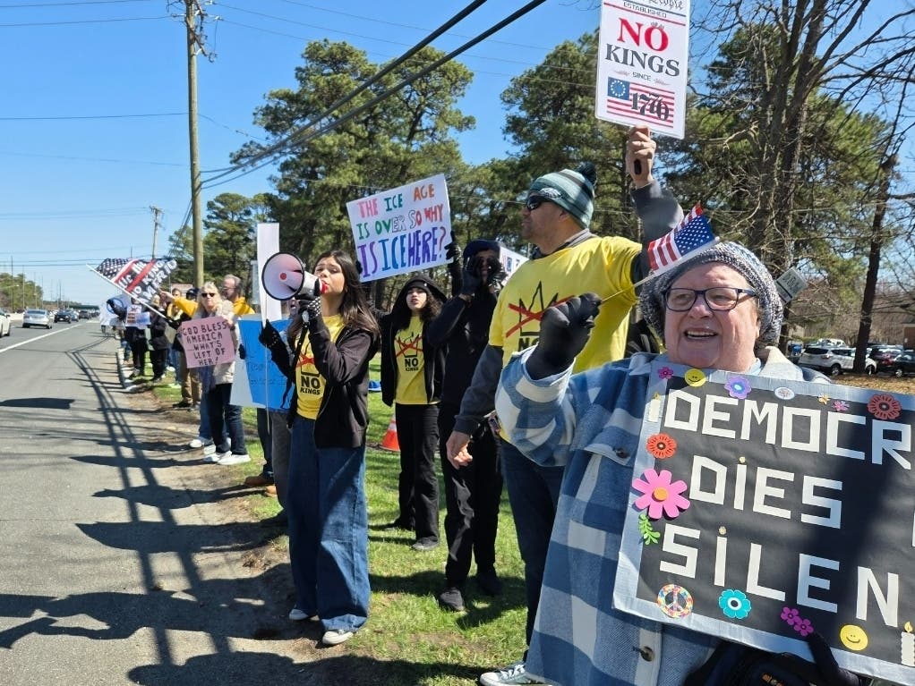 Young and old turned out for the No Kings rally along Route 70 in Lakewood on Saturday, one of several anti-Trump protests around New Jersey. 