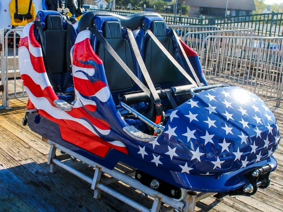 The Patriot's Run roller coaster pays tribute to America for its 250th birthday along with the coasters of the past at Jenkinson's Boardwalk. 