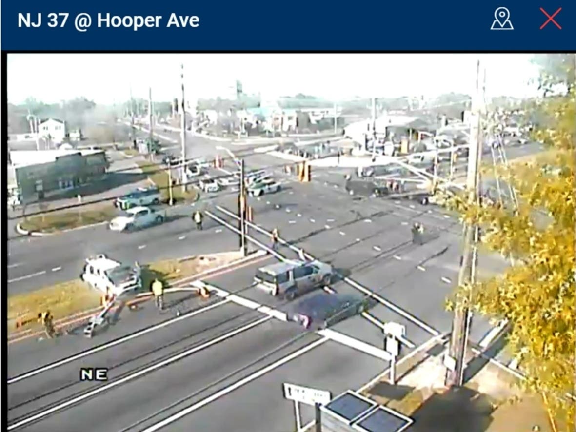 Crews were cleaning up a crash at the intersection of Route 37 and Hooper Avenue in Toms River on Tuesday.
