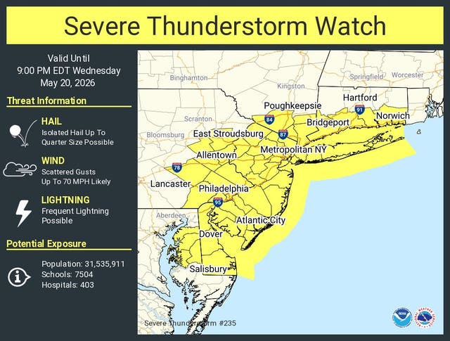Severe Thunderstorm Watch Issued Across NJ Wednesday | Across New ...