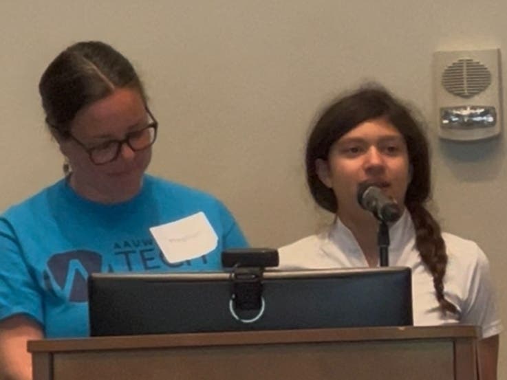 Emma Ploumitsakos (right) has been chosen to attend the Tech Trek New Jersey Summer Academy at Stockton University. She is the sixth Manchester student to earn a spot at the selective STEM program.