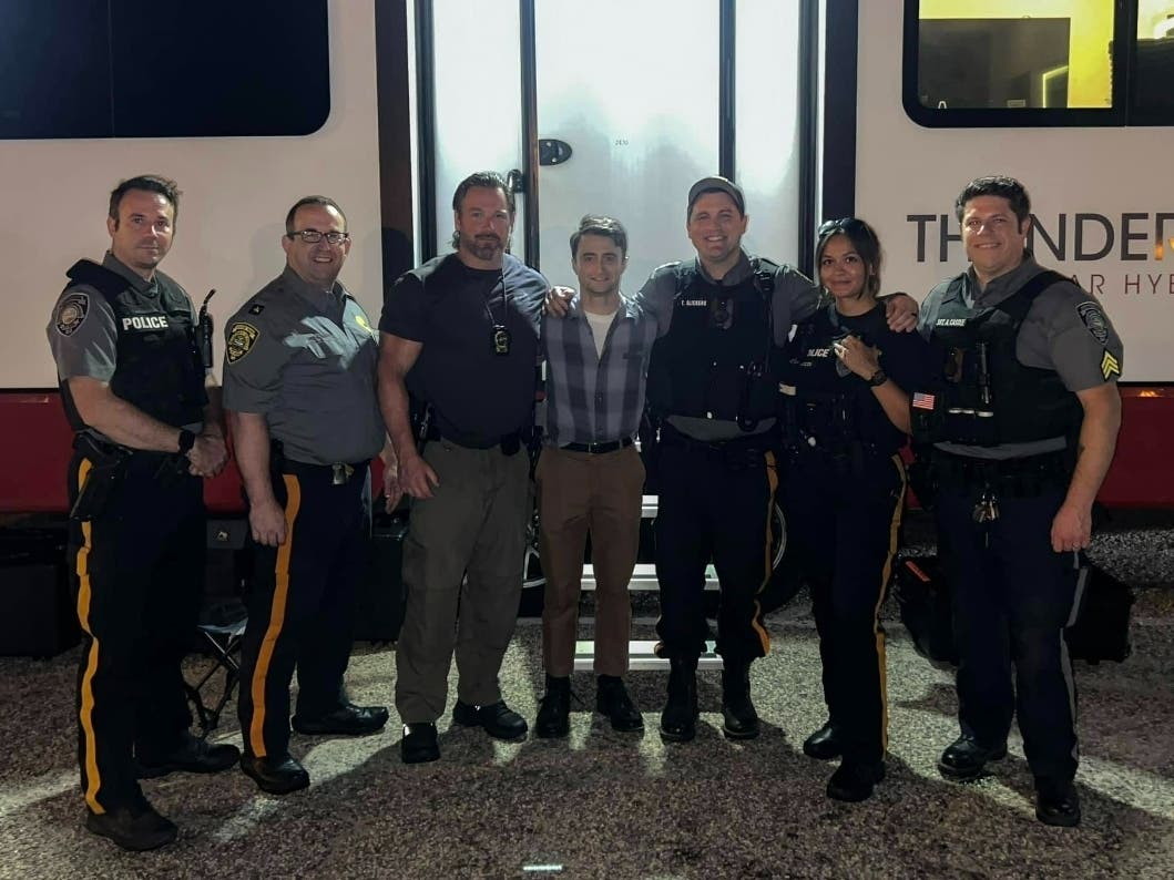 Daniel Radcliffe took a photo with Seaside Park police on Friday. The "Harry Potter" star was in the borough filming scenes for his upcoming spy thriller, "Trust The Man."