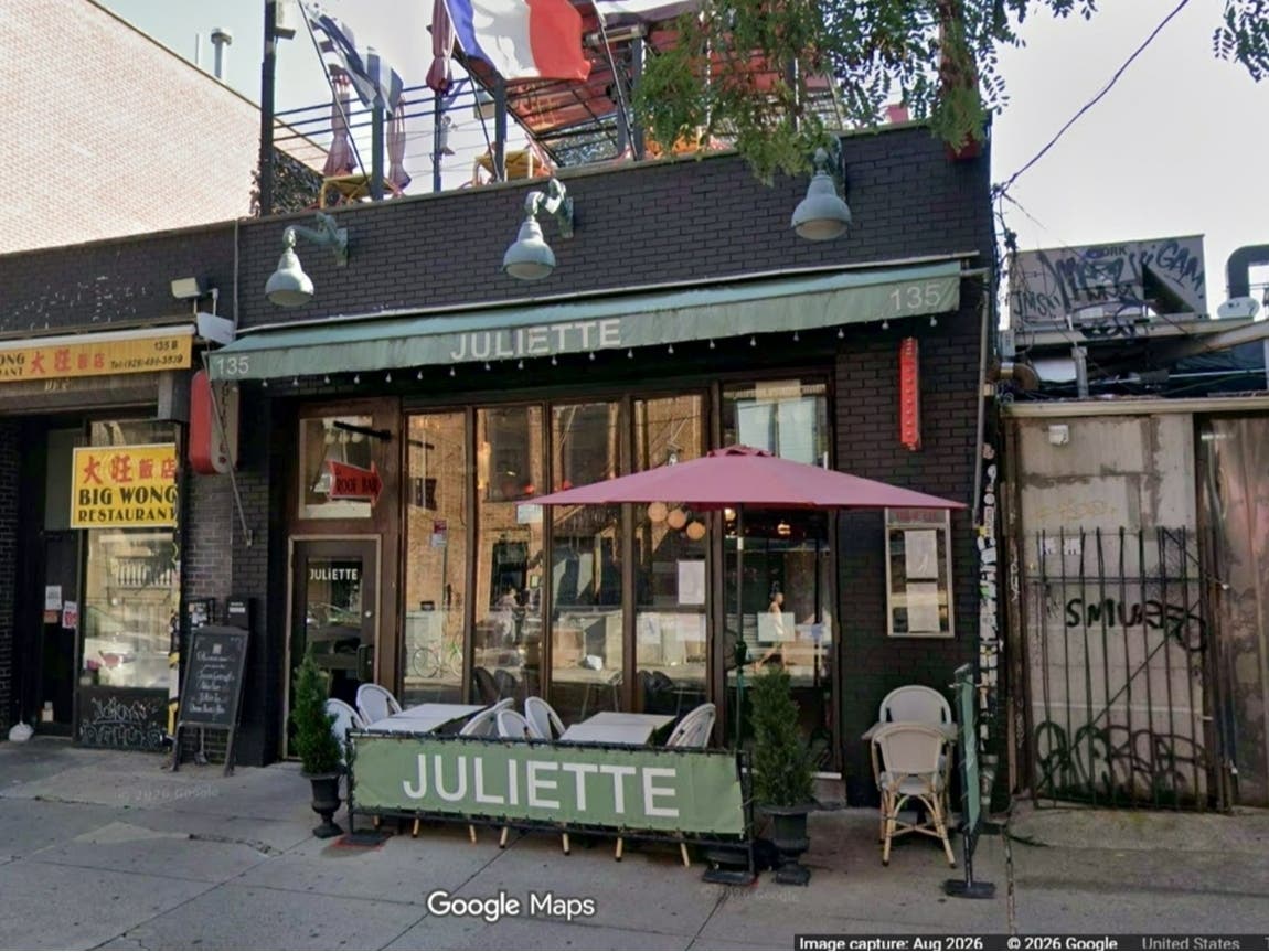 A fire caused part of the roof to collapse at Juliette Restaurant on Saturday night in Brooklyn.