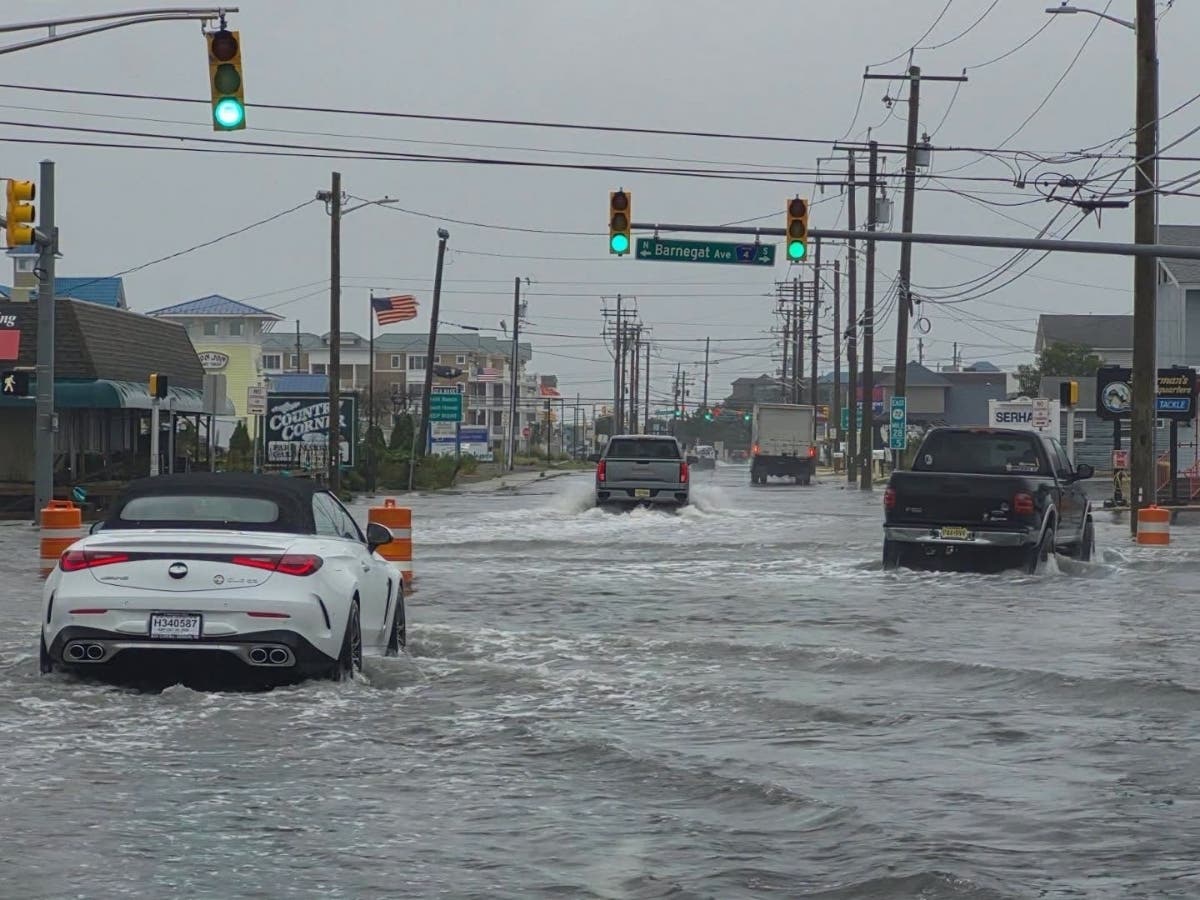 Flooding on Route 72 on Ship Bottom on Saturday. The Route 72 causeway bridge into Long Beach Island was closed to traffic because of the flooding. 