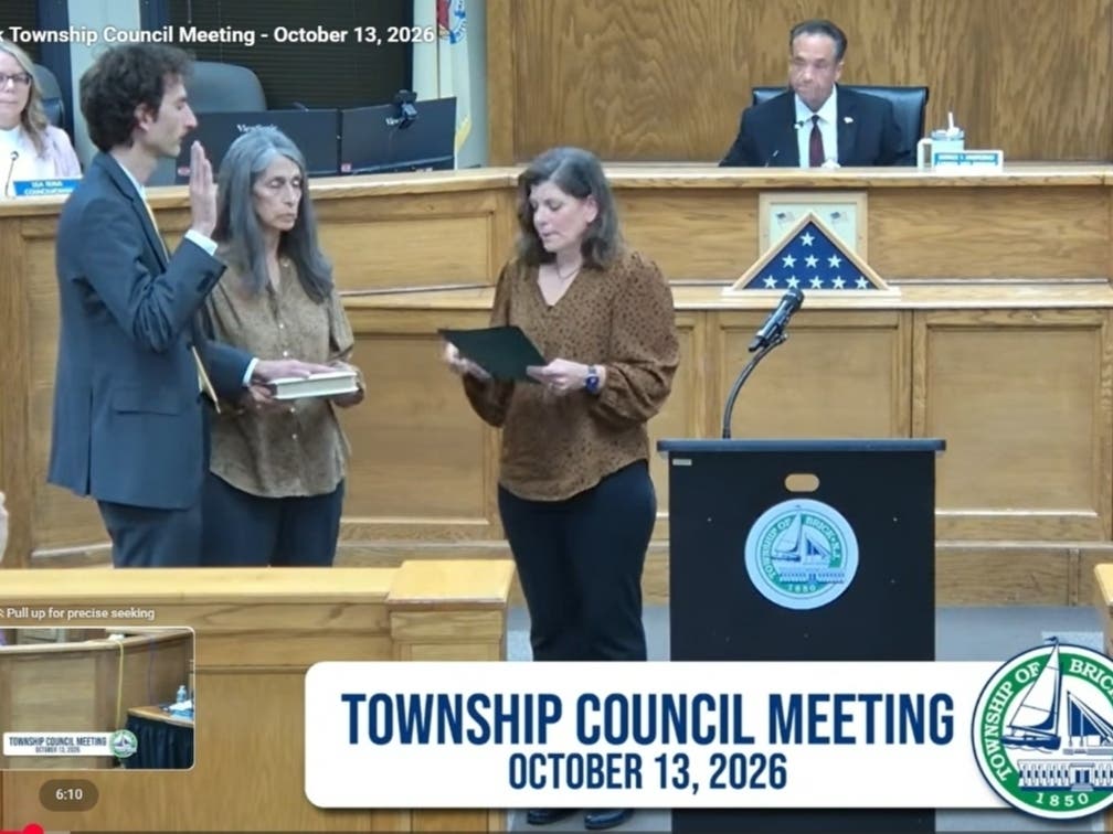 Dan Ward is sworn in as a council member at the Brick Township Council meeting on Tuesday.