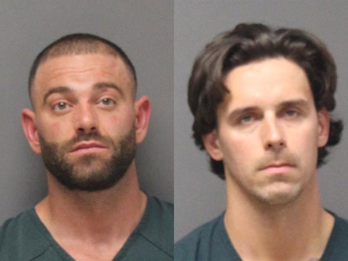 Michael D. Barone (left) is accused of biting a man's ear off during a fight in a Point Pleasant Beach bar, and John P. Hafner is accused of punching the victim multiple times in the fight, authorities said.