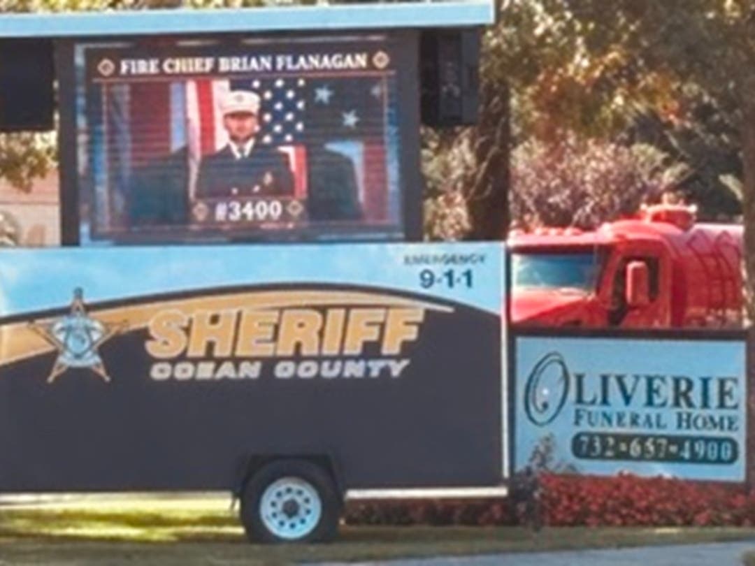 The Ocean County Sheriff's Office was one of multiple agencies on hand paying respects to Brian Flanagan, the chief of the Ridgeway Volunteer Fire Company, who was killed in a crash on Oct. 13.