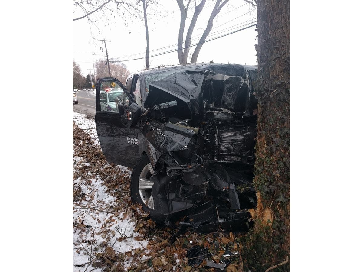 Driver Hospitalized After Pickup Truck Strikes Tree In Greenlawn ...