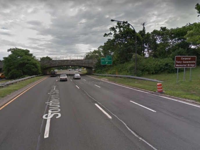 The scene of the fatal crash on the Southern State Saturday night.