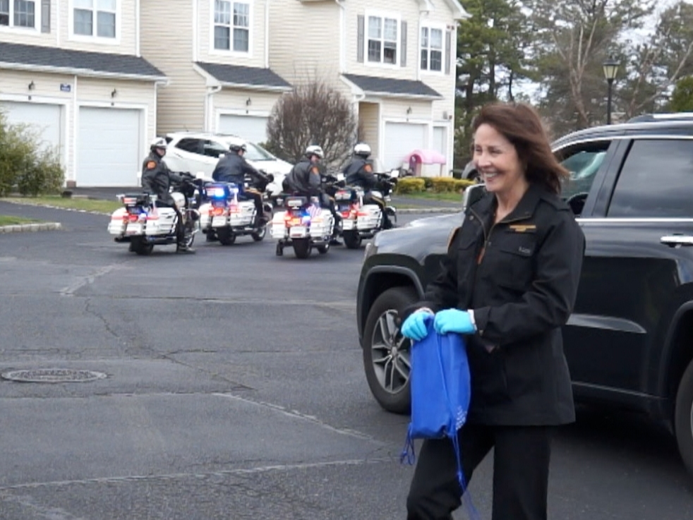 Commissioner Geraldine Hart joined members of the Suffolk Police department to surprise one local 5-year-old and his 8-year-old neighbor on their birthdays. 