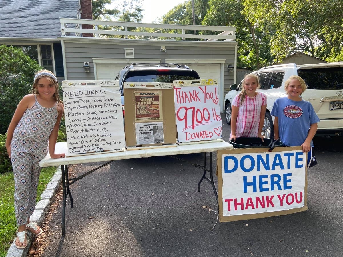 Since March, 12-year-old Kate Garvey, 10-year-old Eloise Garvey and 10-year-old Samuel Garvey have been collecting food at their home to donate to two local churches, who distribute the food to people in need.