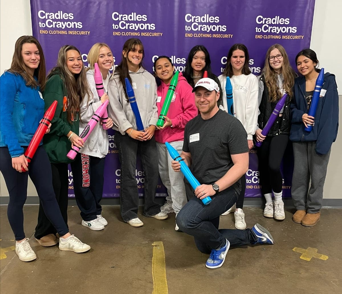 Woodlands Academy seniors pictured with their advisor, Brendan Bond, are (from left) Teresa Ciaglo, Kaley Meister, Greer Talty, Caroline Holland, Elizabeth Erricolo, Vicky Nguyen, Alexandra Piccolo, Regan Stewart and Abby Greene.   